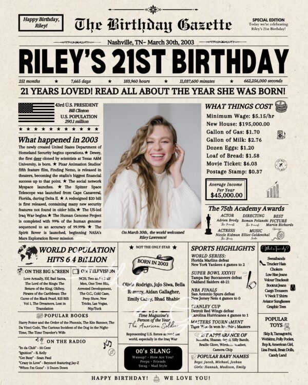 21st Birthday Newspaper