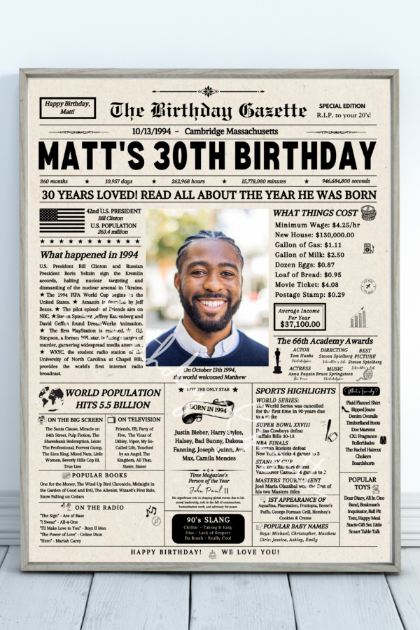 personalized birthday newspaper