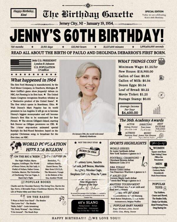 60th Birthday Newspaper