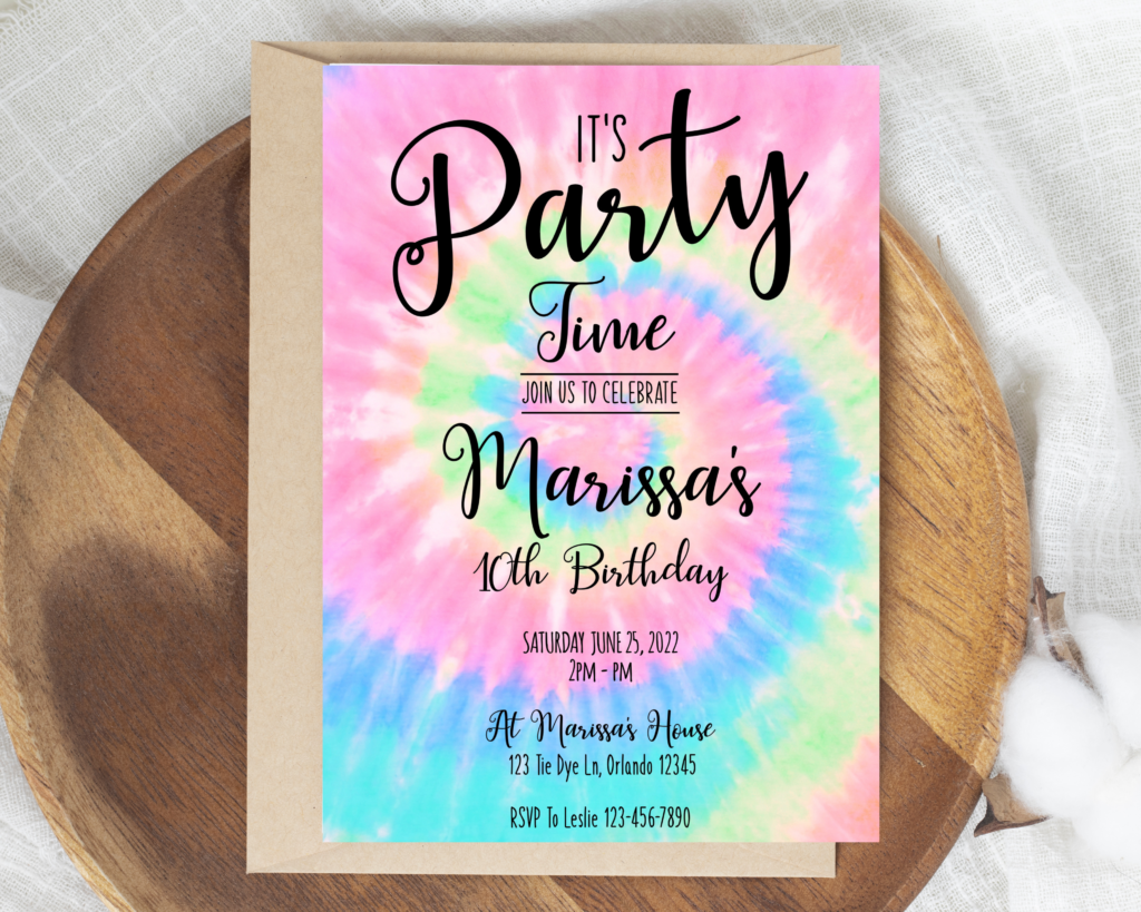 Invitation Editable Downloadable DIY Tie Dye Birthday Party » The ...