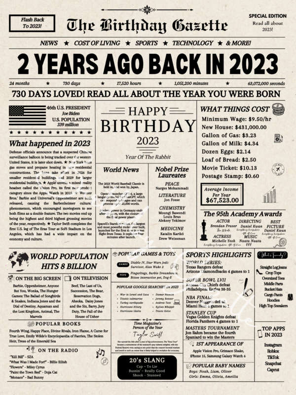 2nd birthday newspaper