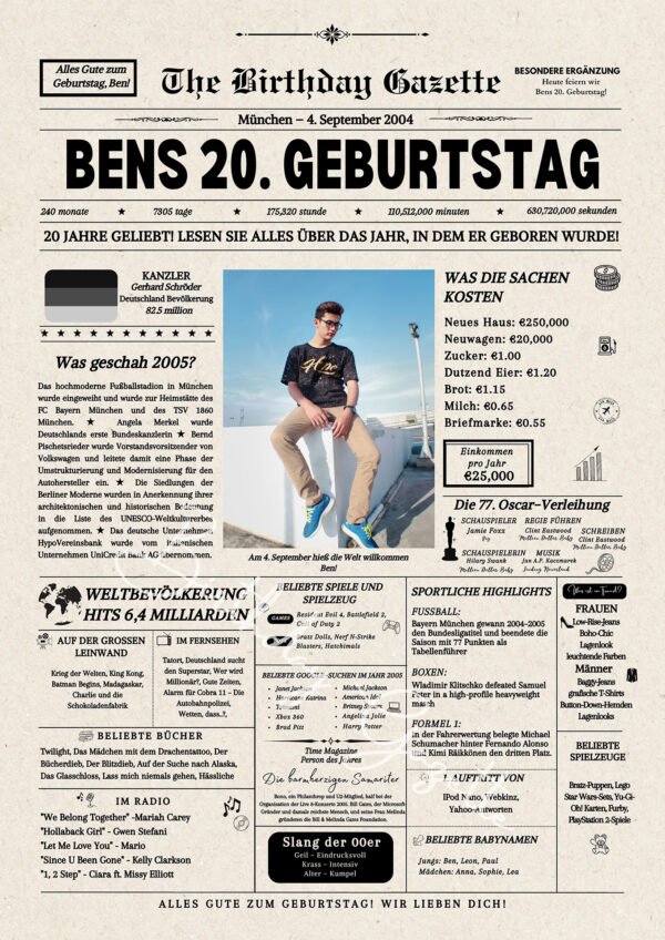 20th Birthday Newspaper Germany