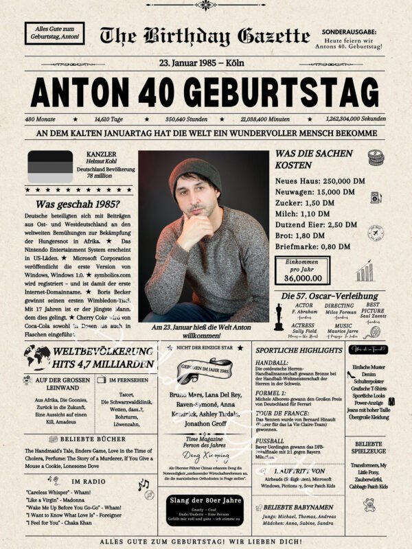 40th Birthday Newspaper Germany