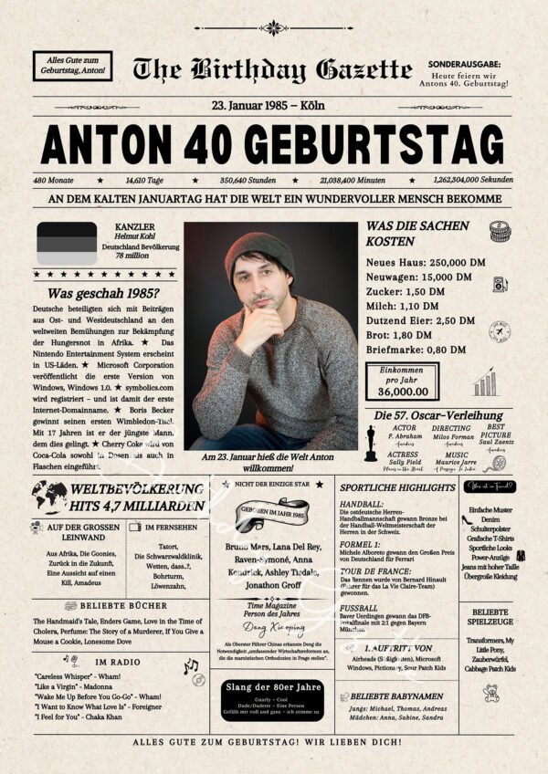 40th Birthday Newspaper Germany