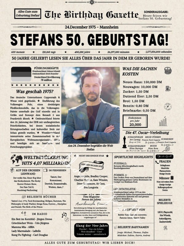 50th Birthday Newspaper Germany