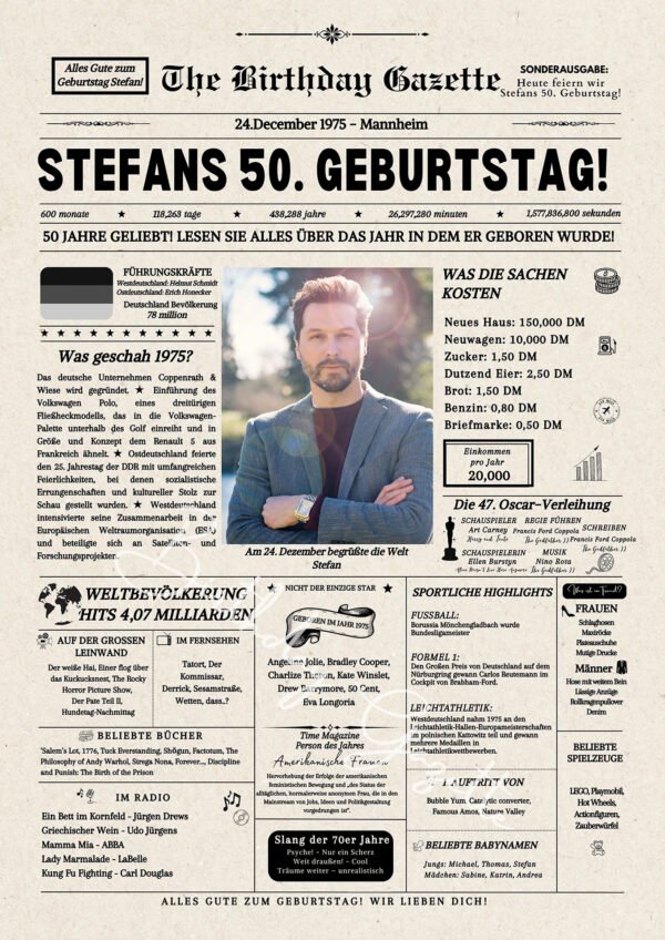 50th Birthday Newspaper Germany