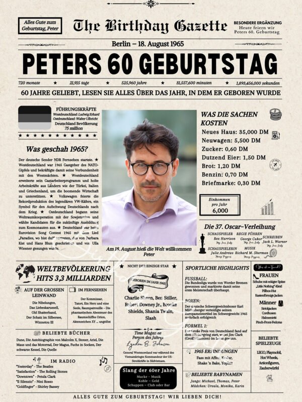 60th Birthday Newspaper Germany