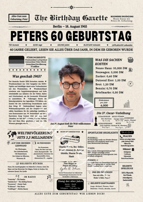 60th Birthday Newspaper Germany