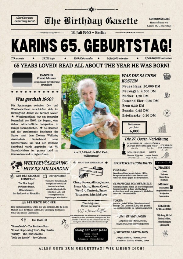 65th Birthday Newspaper Germany