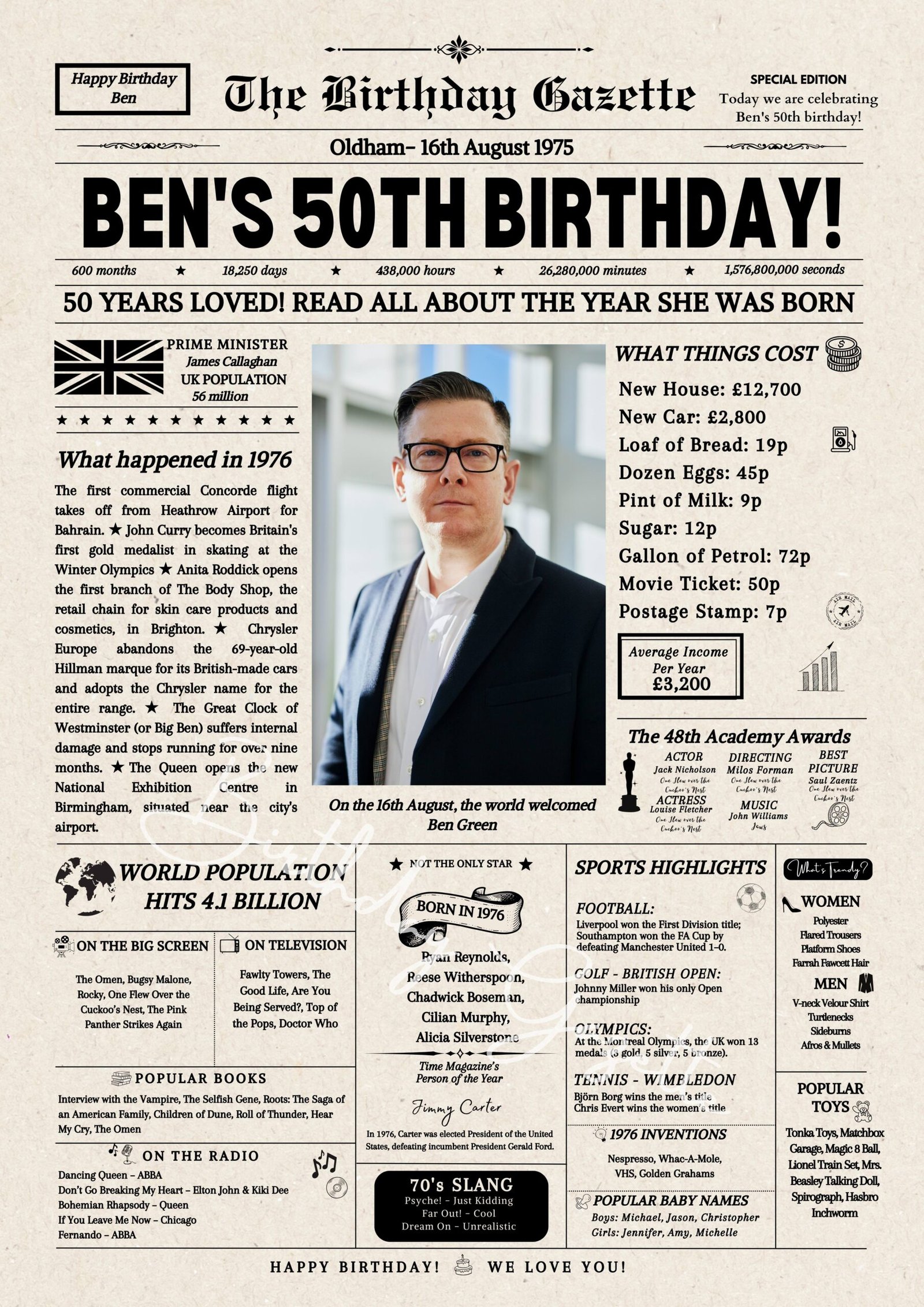 50th Birthday Newspaper UK 50th Birthday Newspaper UK