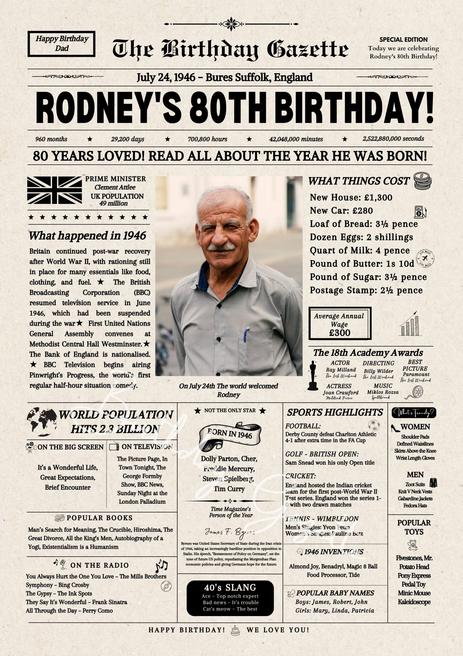 80th Birthday Newspaper UK 80th Birthday Newspaper UK
