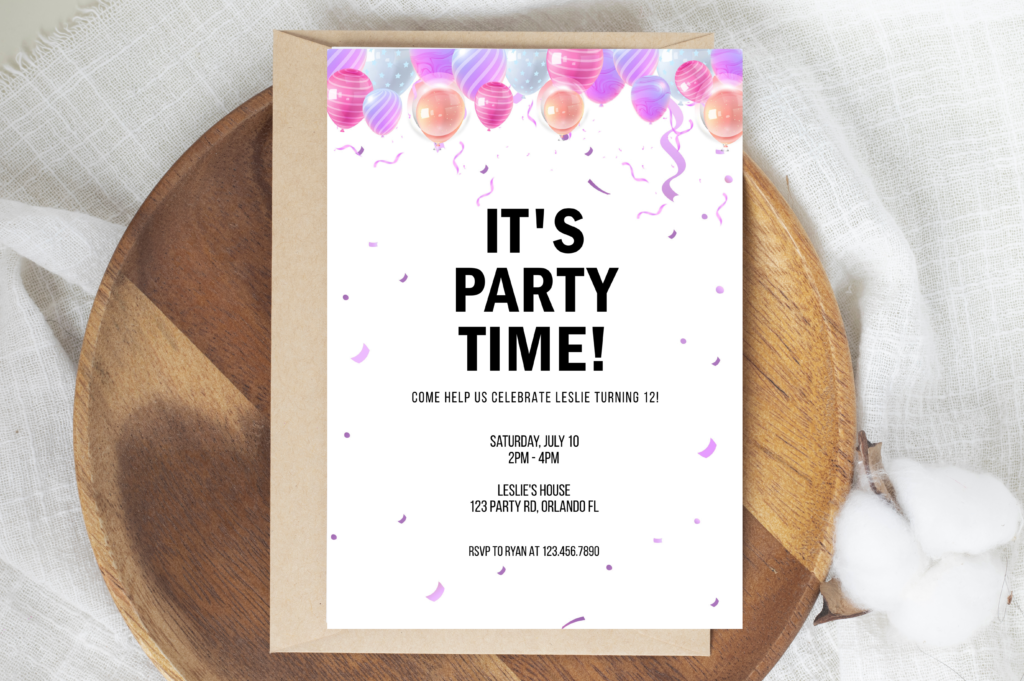 Invitation Editable Downloadable Party Balloon Invitation - The ...