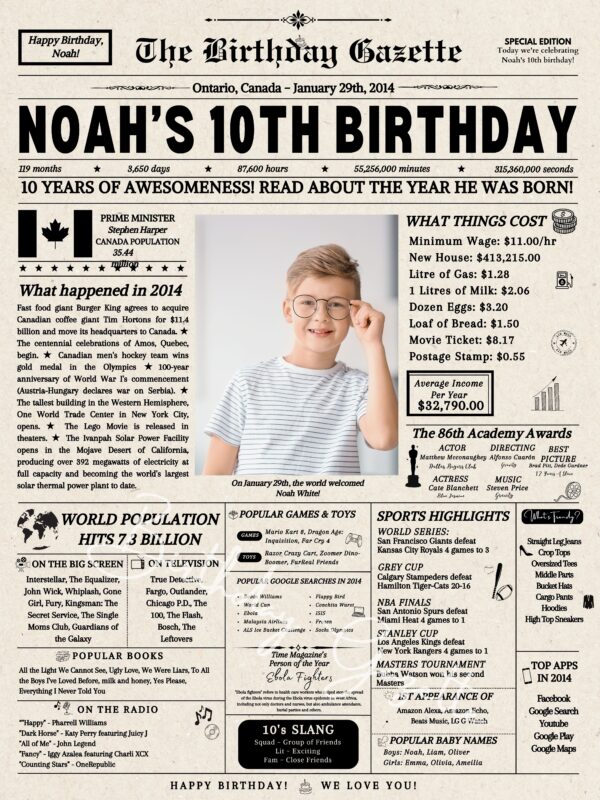 10th Birthday Newspaper Canada