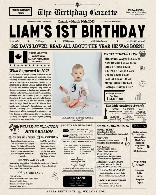 1st Birthday Newspaper Canada