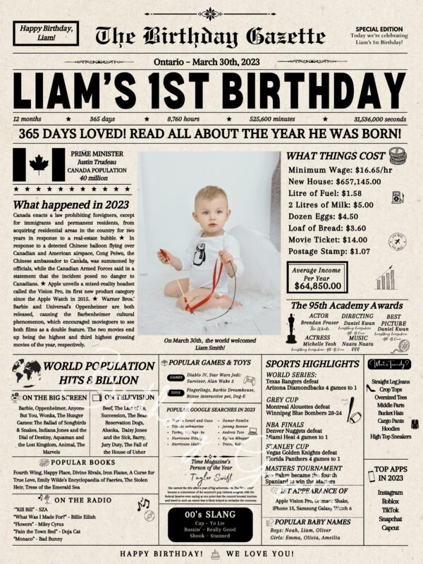 1st Birthday Newspaper Canada