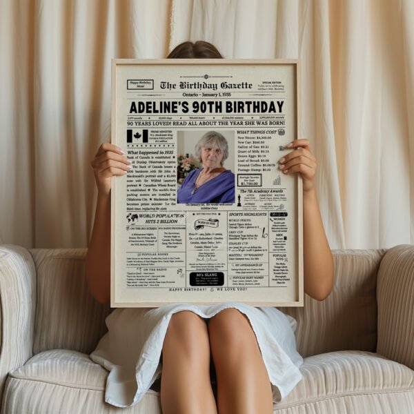 90th Birthday Newspaper Customized Canada