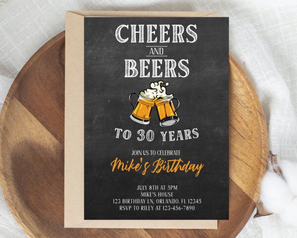 cheers and beers birthday invitation for him