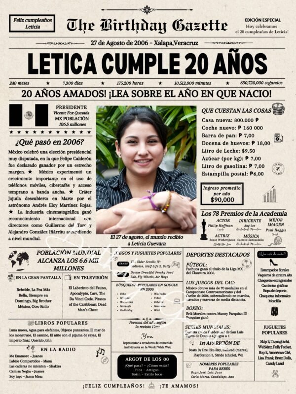 20th Birthday Newspaper Mexico