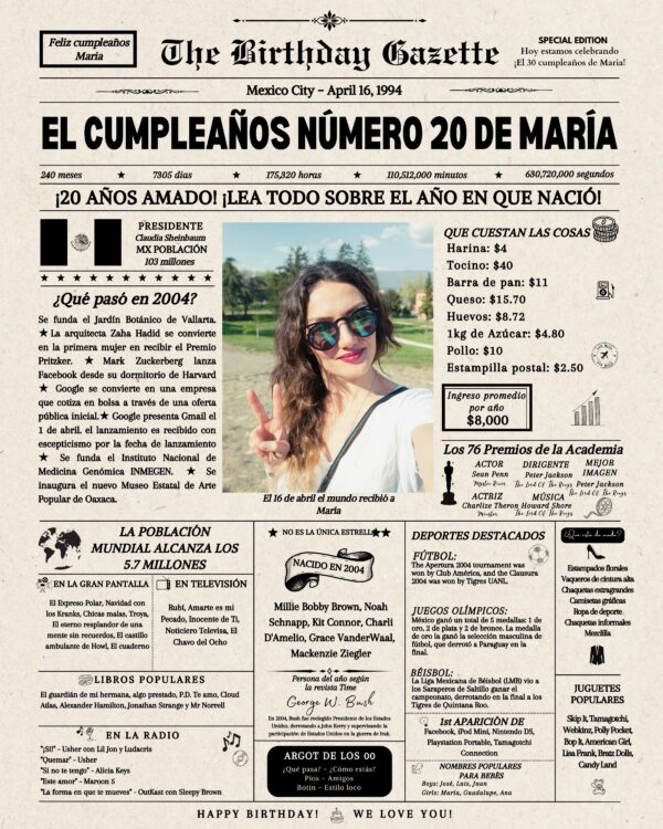 20th Birthday Newspaper Mexico