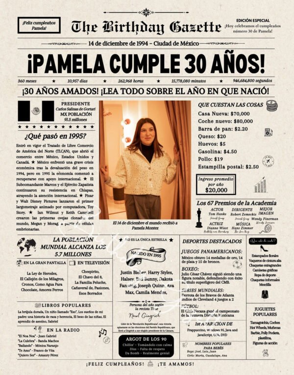 30th Birthday Newspaper Mexico