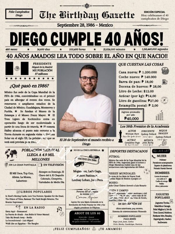 40th Birthday Newspaper Mexico