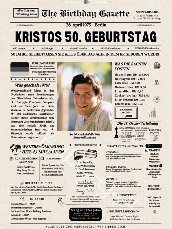 50th Birthday Newspaper Germany