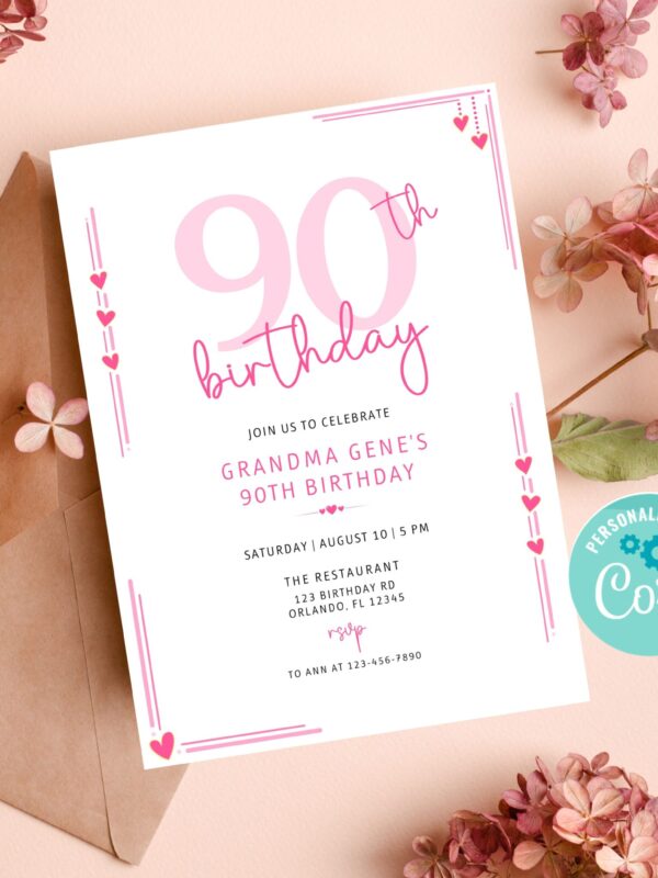 90th Birthday Invitation