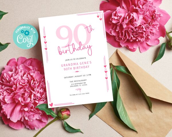 90th Birthday Invitation