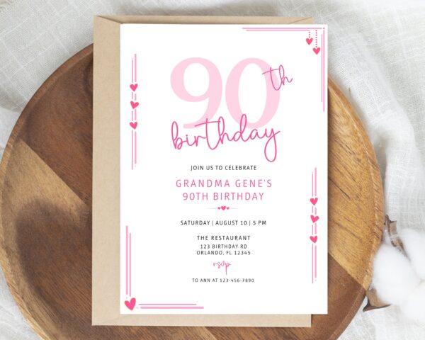 90th Birthday Invitation