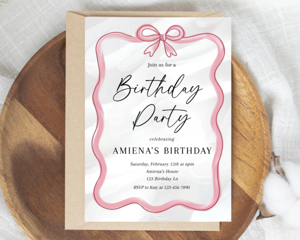 Pink Ribbon Editable Invitation