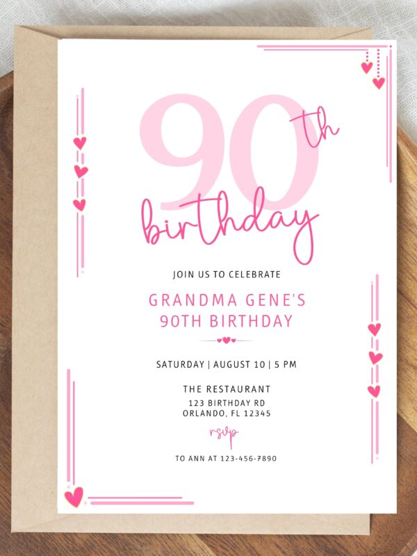 90th Birthday Invitation