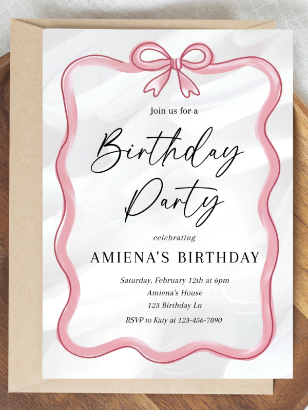 Pink Ribbon Editable Invitation