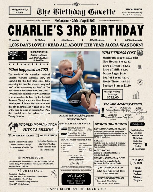 3rd Birthday Newspaper