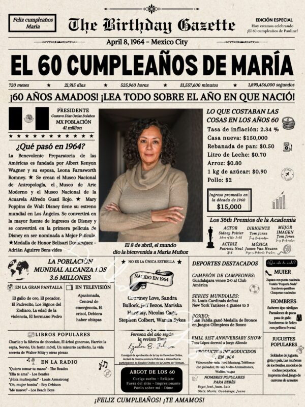 60th Birthday Newspaper Mexico