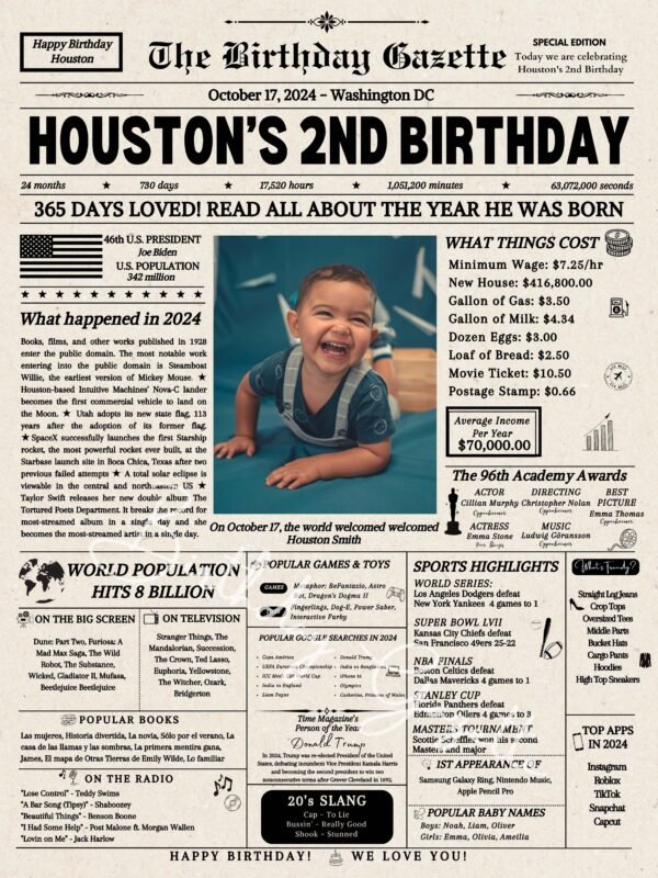 2nd Birthday Newspaper