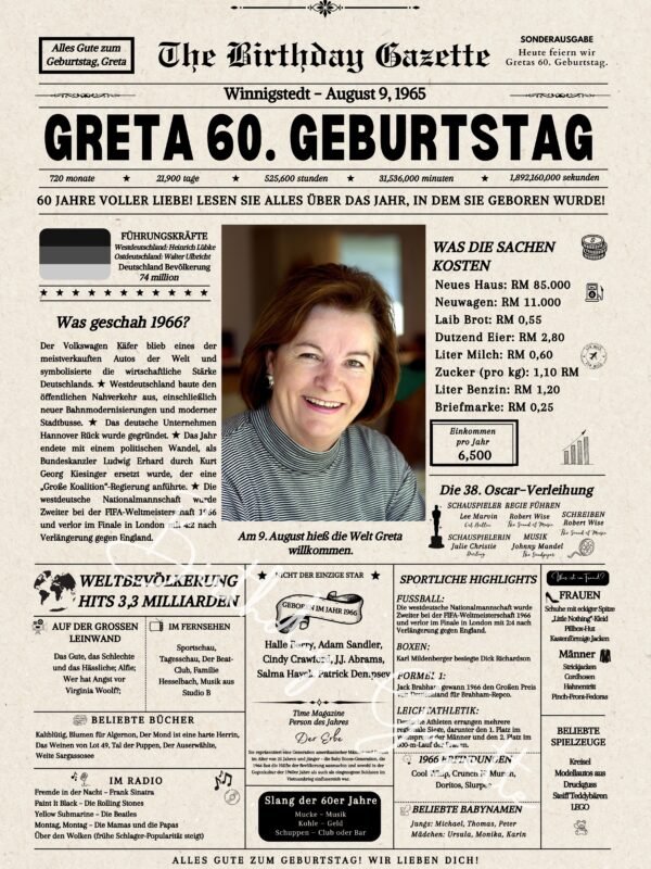 60th Birthday Newspaper Germany
