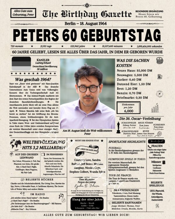 60th Birthday Newspaper Germany