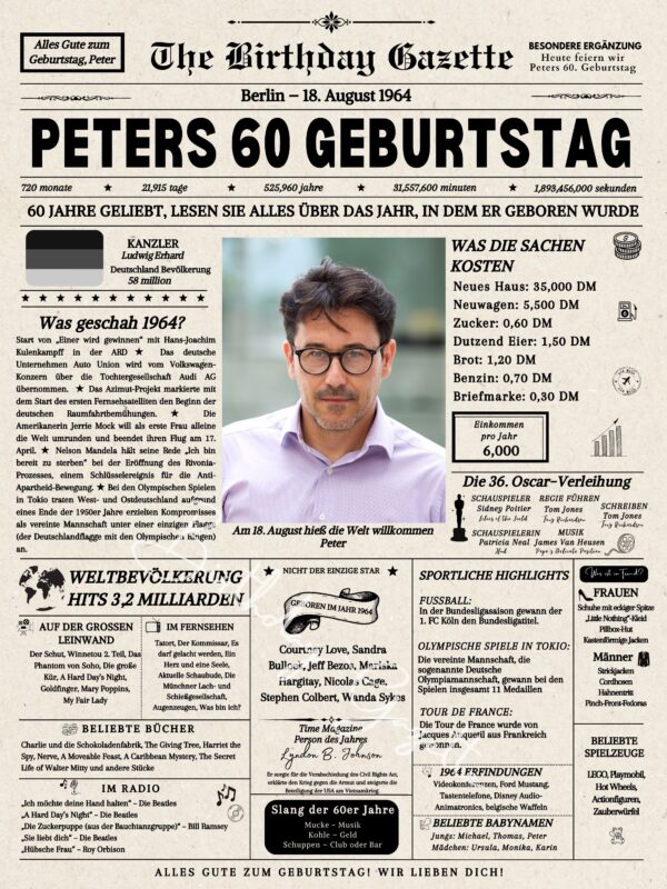 60th Birthday Newspaper Germany