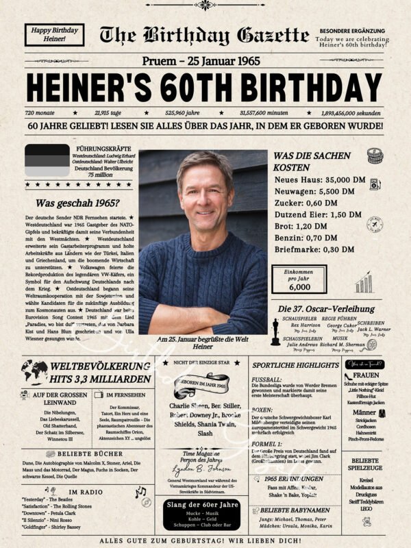 60th Birthday Newspaper Germany