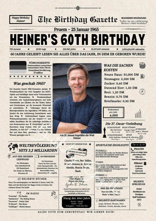 60th Birthday Newspaper Germany