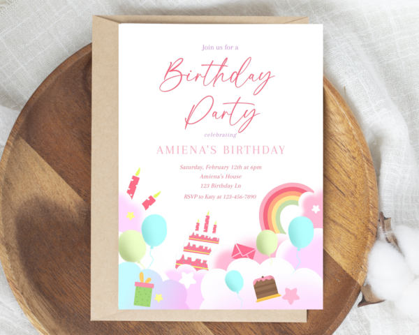 Rainbow Birthday Invitation