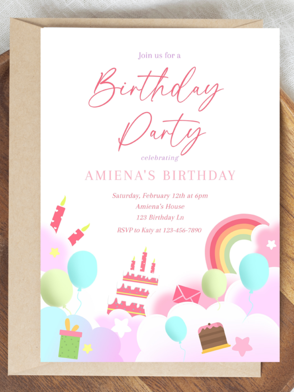 Rainbow Birthday Invitation