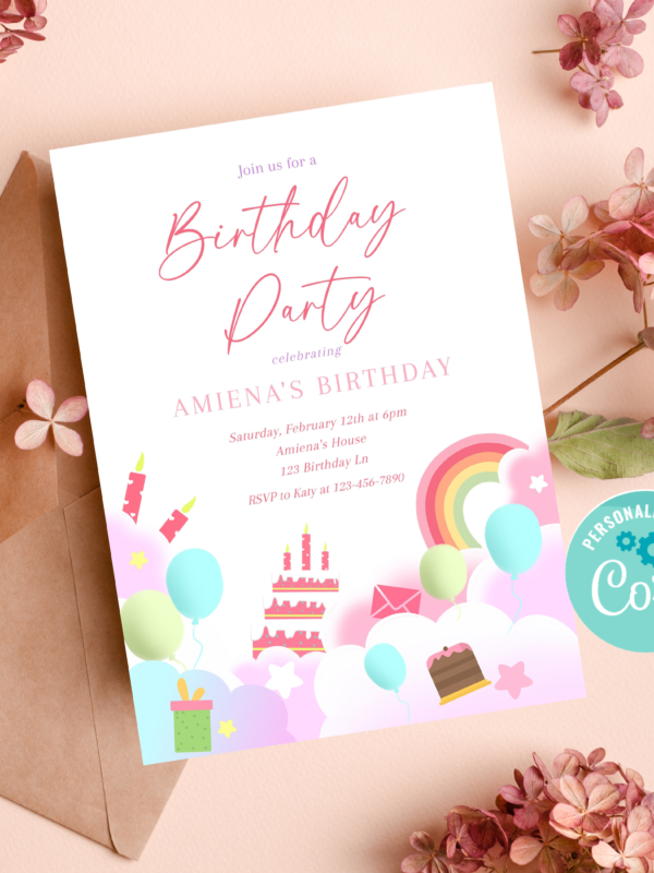 Rainbow Birthday Invitaiton