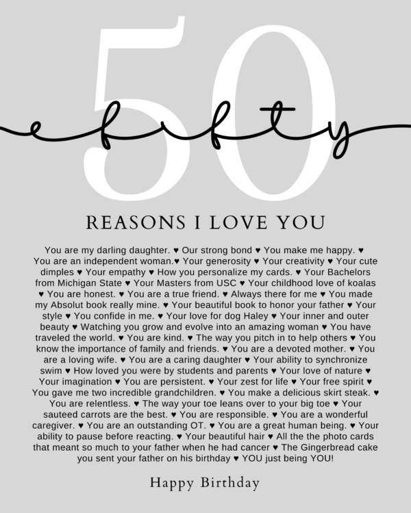 50 Reasons We Love You Print