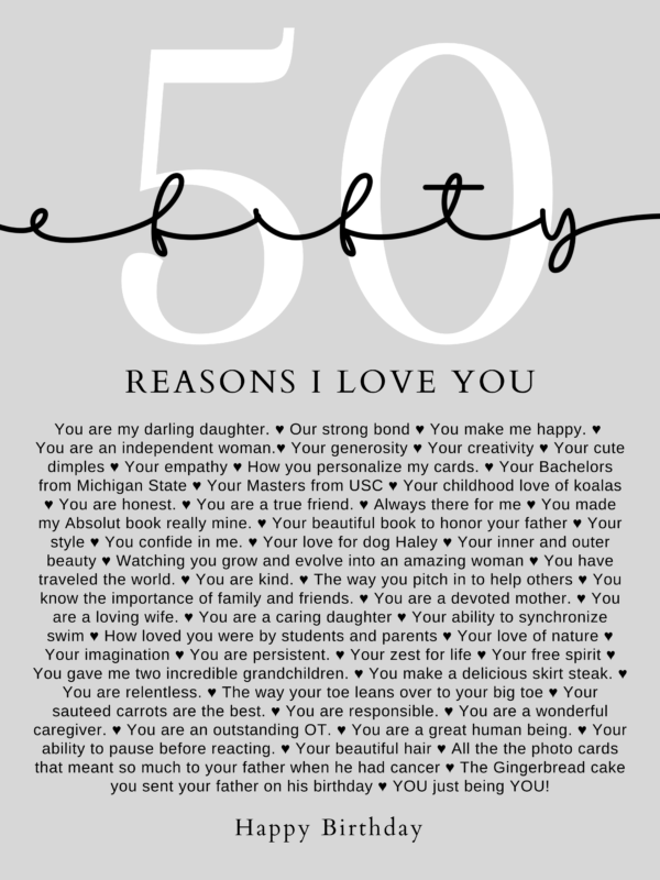 50 Reasons We Love You Print