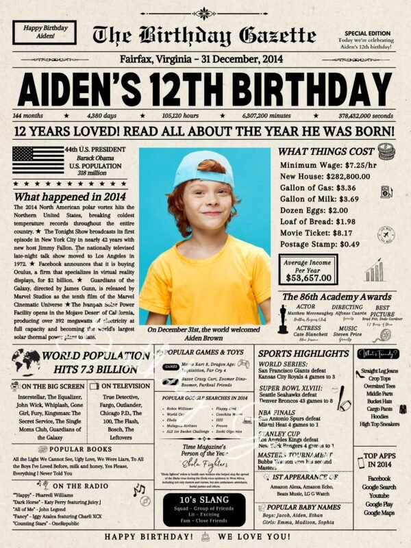 12th Birthday Newspaper