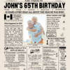 65th Birthday Newspaper Canada