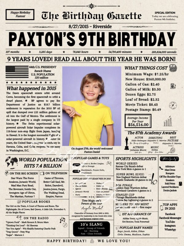 9th Birthday Newspaper USA