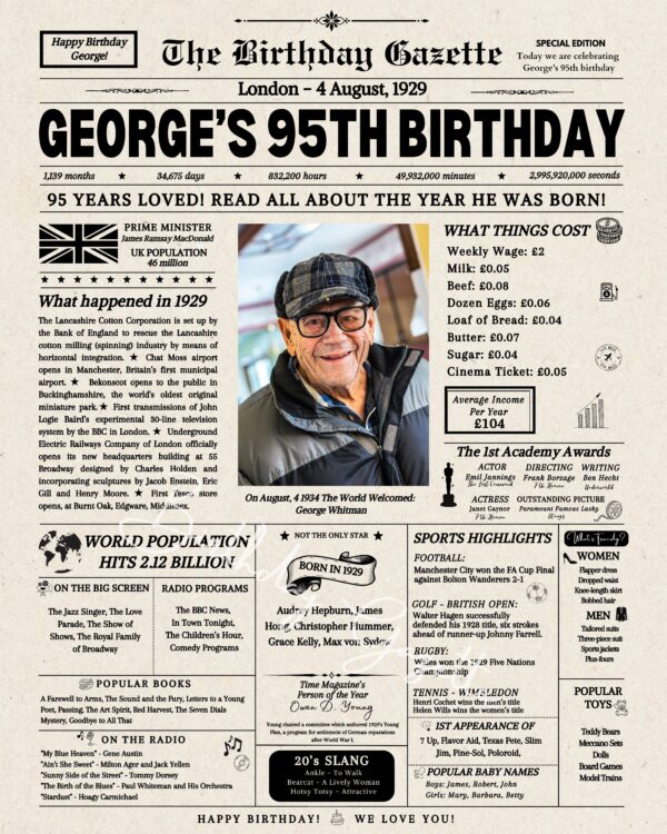 95th birthday newspaper