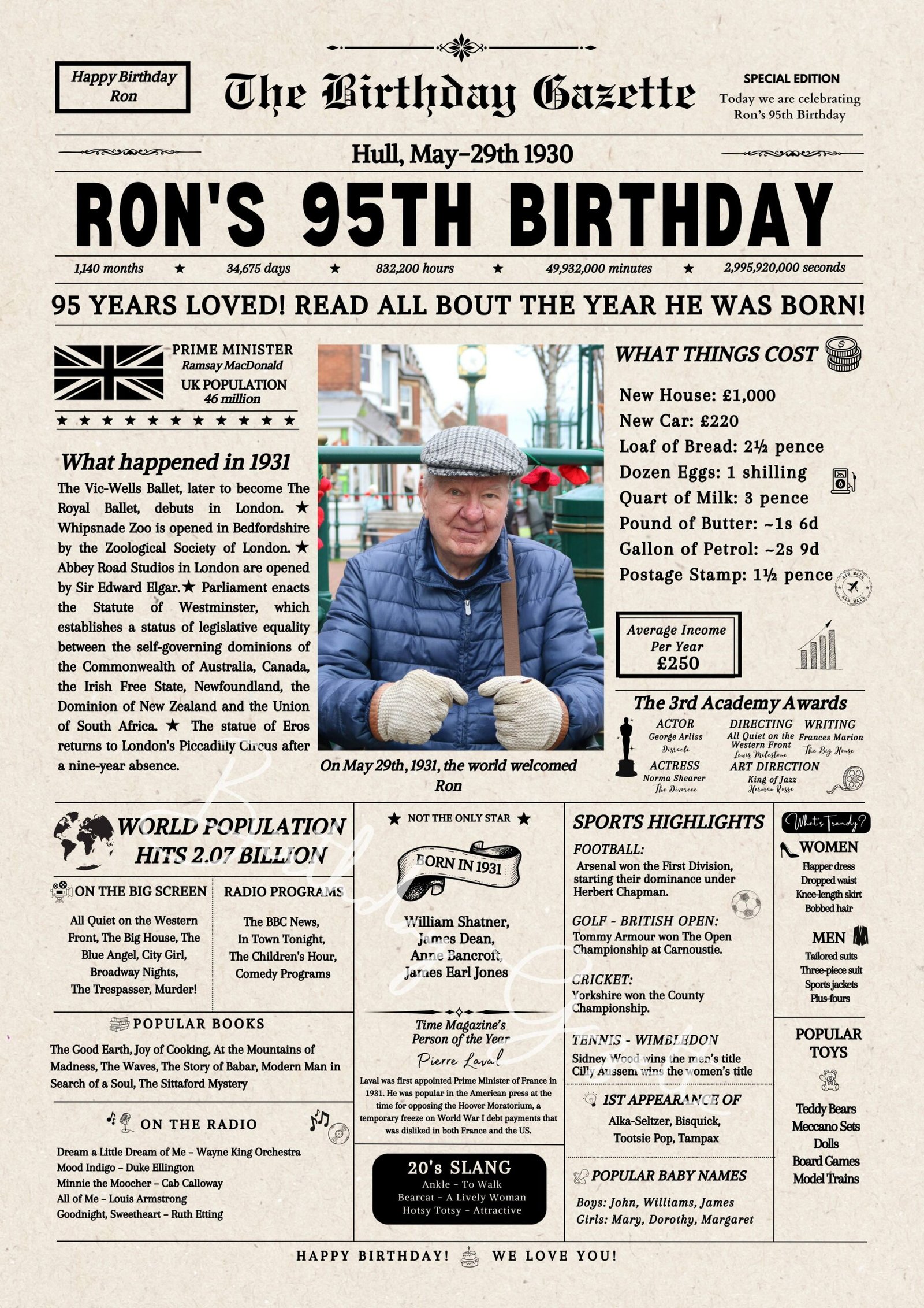 95th birthday newspaper 95th birthday newspaper